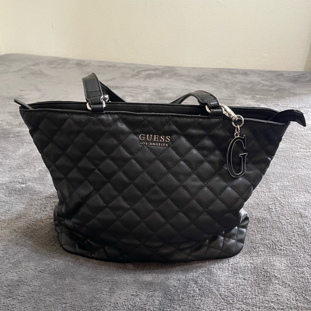 Guess Black Quilted Handbag Purse